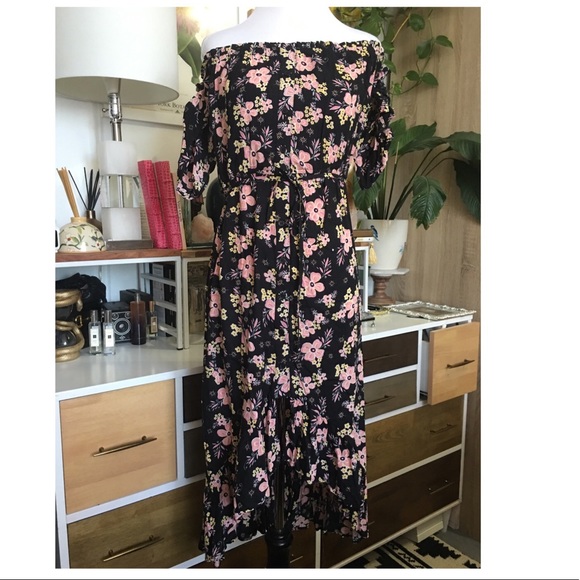 Rahi Cali Malibu Escape High Low Black Floral Dress L - Picture 9 of 14